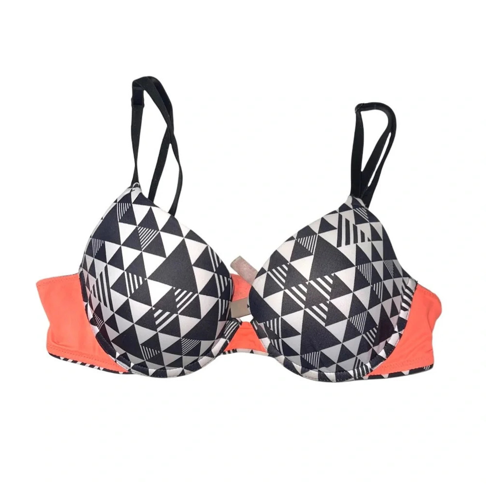 PINK Victoria's Secret Wear Everywhere Black Geometric Push-up Bra 34B Women’s